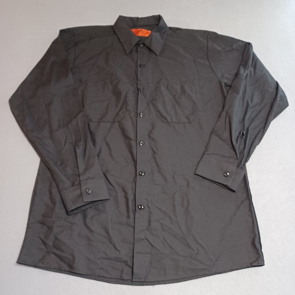 Red Kap Mens Long Sleeve Work Shirt Charcoal Gray Industrial Uniform SP14BK L RG